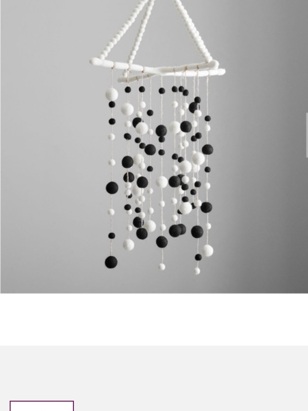 West Elm Handcrafted Black & White Felt Ball Hanging Mobile